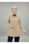 Bel Tünelli Fermuar Detay Ceket-Karamel