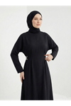 Kuşak Aksesuarlı Elbise-Siyah