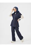 Yelek Fermuar Detay Pantolon Çımalı Takım-Lacivert