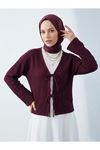 Ön Bağlamalı Örme Tunik-Bordo