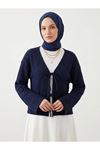 Ön Bağlamalı Örme Tunik-Lacivert