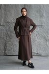 Yelekli İkili Elbise-Kahve