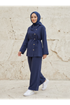 Çapraz Düğmeli Pantolonlu Takım-Lacivert