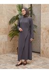 Omuz Pİle Toka DetayTensel  Elbise-Antrasit