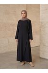 Omuz Pİle Toka DetayTensel  Elbise-Siyah