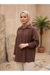 Ön Roba Detaylı Tunik-Kahve