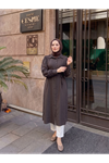 Yakalı Uzun Kupra Tunik-Kahve