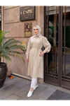 Yakalı Uzun Kupra Tunik-Taş