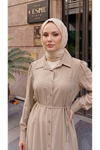 Yakalı Uzun Kupra Tunik-Vizon