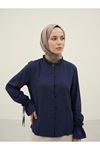 Kol Tünel Yaka Fırfır Tunik-Lacivert