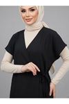 Yan Bağlamalı Yelekli Takım-Siyah
