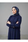 Yırtmaç Detay Uzun Tunik-Lacivert