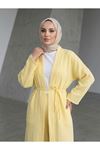 Uzun Hırka Pantolonlu Takım-Sarı