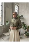 Kol Tünel Yaka Fırfır Tunik-Haki