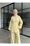 Yan Bağlamalı Müslin Takım-Sarı