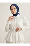Büzgülü Etekli Müslin Takım-Ekru