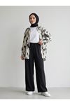 Bol Paça Çilek Pantolon-Siyah