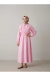 Fırfır Detay Elbise-Pembe
