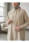 Ön Roba Detaylı Tunik-Bej