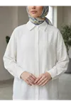 Ön Roba Detaylı Tunik-Ekru