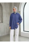 Ön Roba Detaylı Tunik-İndigo