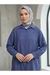 Ön Roba Detaylı Tunik-İndigo