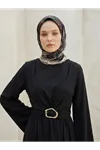 Önü Bağlamalı Aksesuar Detay Elbise-Siyah