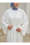 Kimono Uzun Dubai Hırka-Beyaz