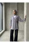 Yan Bağlamalı Çilek Tunik-Gri