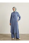 Biritli Pantolonlu Takım-İndigo