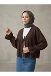 Önü Bağlamalı Kısa Kimono-Kahve
