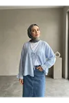 Önü Bağlamalı Kısa Kimono-Mavi
