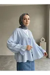 Önü Bağlamalı Kısa Kimono-Mavi