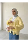 Önü Bağlamalı Kısa Kimono-Sarı