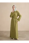 Modal Slop Elbise-YAĞ YEŞİLİ
