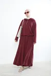 Pat Detay Etekli Takım-Bordo