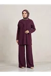 Pelerin Detay  Pantolonlu Pike Takım-Bordo