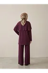 Pelerin Detay  Pantolonlu Pike Takım-Bordo