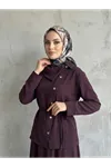Çapraz Düğmeli Etekli Takım-Bordo