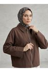 Fermuarlı Cepli Panço-Kahve
