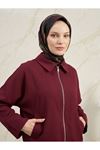 Fermuarlı Cepli Panço-Bordo