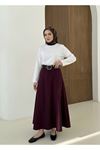 Kelebek Detaylı Dabıl Etek-Bordo