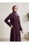 Kuşak Detay Elbise-Bordo