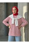 Çizgili Oysho Tunik-Kırmızı