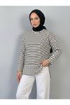 Çizgili Oysho Tunik-Siyah