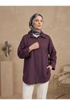 Takma Manşet Kot Tunik-Bordo