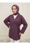 Yan Bağlamalı Kot Tunik-Bordo