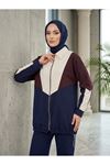 Garni Detay Fermuarlı Pantolonlu Takım-Krem