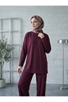 Roba Detay Pantolonlu Takım-Bordo