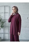 Roba Detay Pantolonlu Takım-Bordo